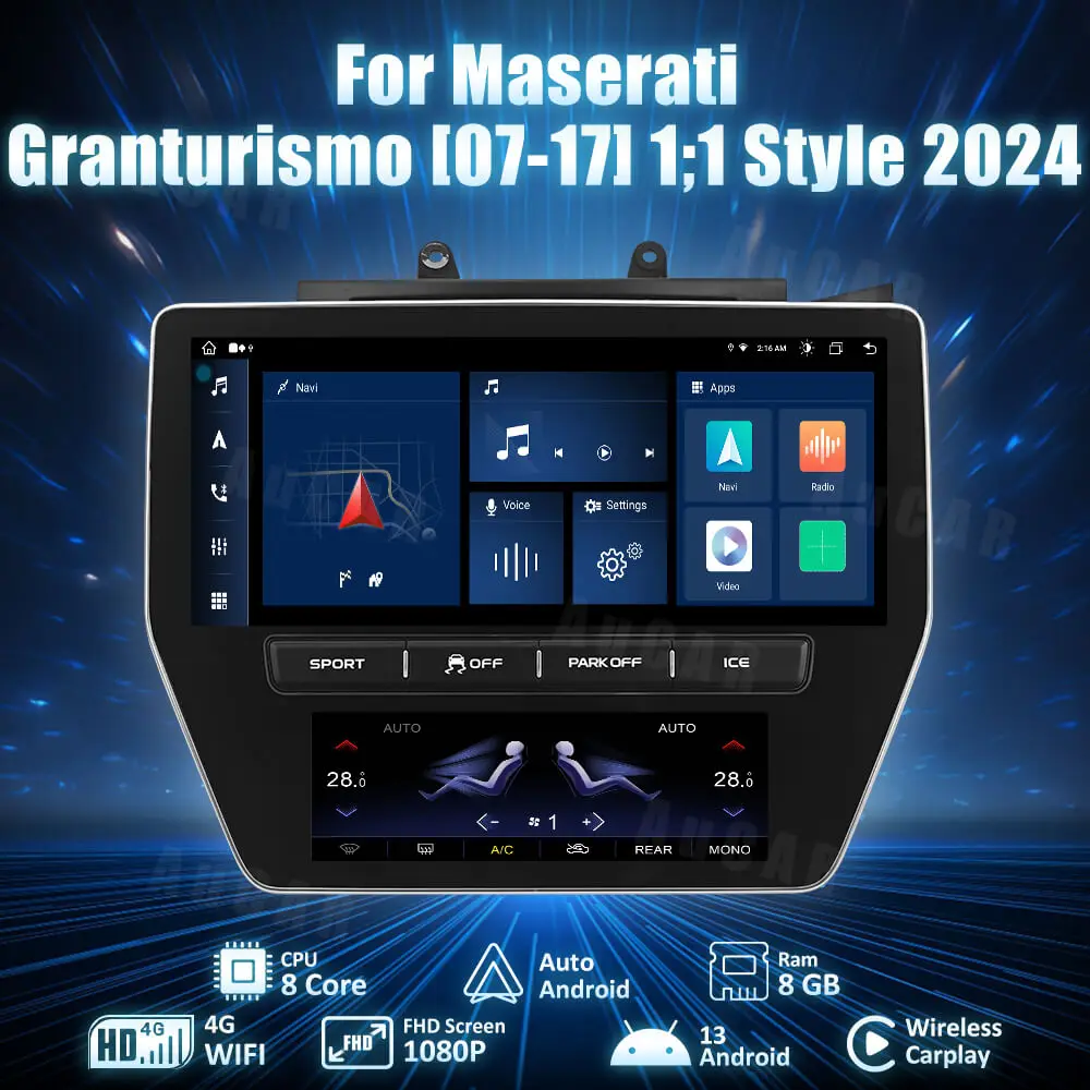 AuCar 12,3 "GPS-навигация Android 13, автомобильный радиоприемник, стерео экран, мультимедийный DVD-плеер для Maserati Granturismo (07-17) 1:1, стиль 2024
AuCar 12,3 "GPS-навигация Android 13, автомобильный радиоприемник, стерео экран, мультимедийный DVD-плеер для Maserati Granturismo (07-17) 1:1, стиль 2024