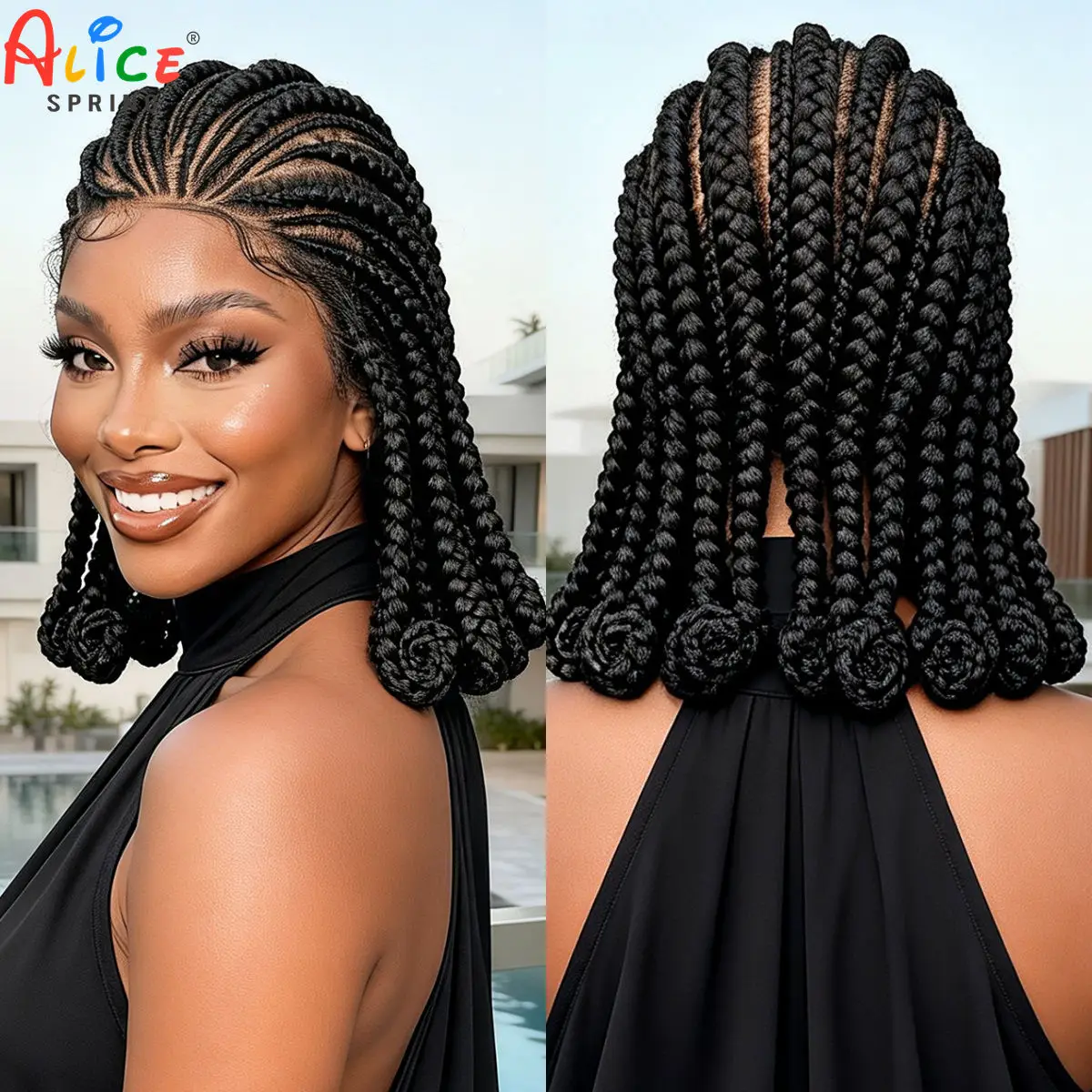 Full Lace Braided Wigs Synthetic Natural Cornrow Braids Wig Handmade Bantu Braiding Hair Wigs with Baby Hair for Black Women
Full Lace Braided Wigs Synthetic Natural Cornrow Braids Wig Handmade Bantu Braiding Hair Wigs with Baby Hair for Black Women