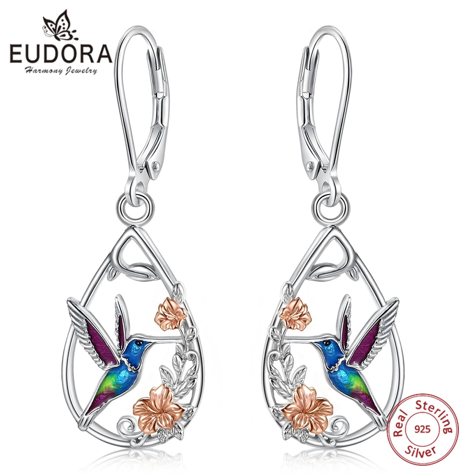 Eudora 925 Sterling Silver hummingbird Drop Earrings Colorful Bird Flower Earring Hypoallergenic Animal Jewelry Gift for Women
Eudora 925 Sterling Silver hummingbird Drop Earrings Colorful Bird Flower Earring Hypoallergenic Animal Jewelry Gift for Women