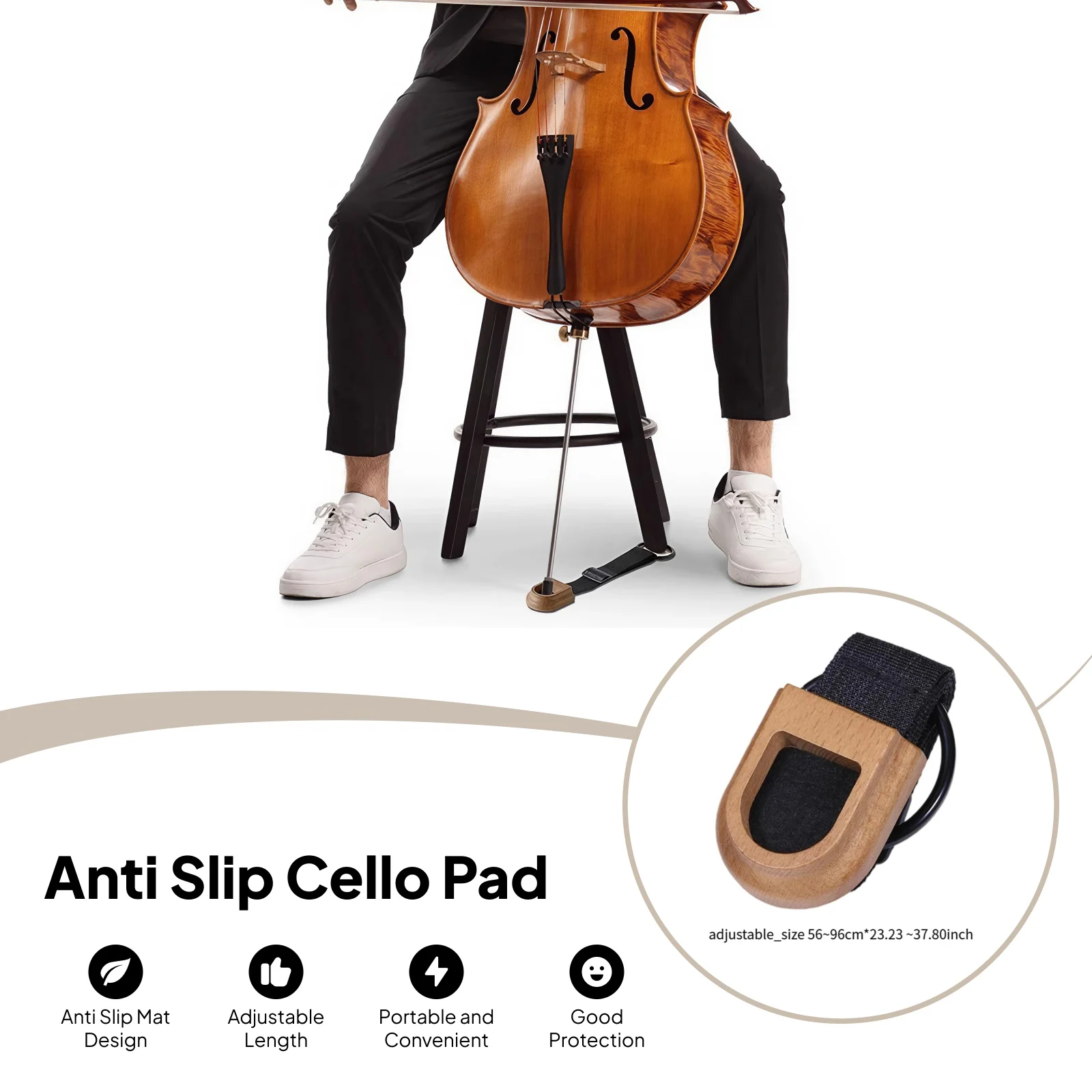 Anti Slip Cello Stopper Rest Pad Portable Cello Anchor Holder with Adjustable Strap for Practice Performance
Anti Slip Cello Stopper Rest Pad Portable Cello Anchor Holder with Adjustable Strap for Practice Performance