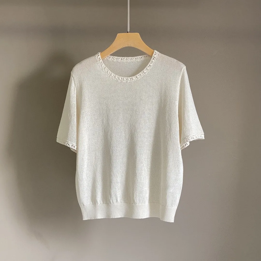 Women's 25 Spring and Summer New Round Neck Short-sleeved Sweater T-shirt Fashion All-match
Women's 25 Spring and Summer New Round Neck Short-sleeved Sweater T-shirt Fashion All-match