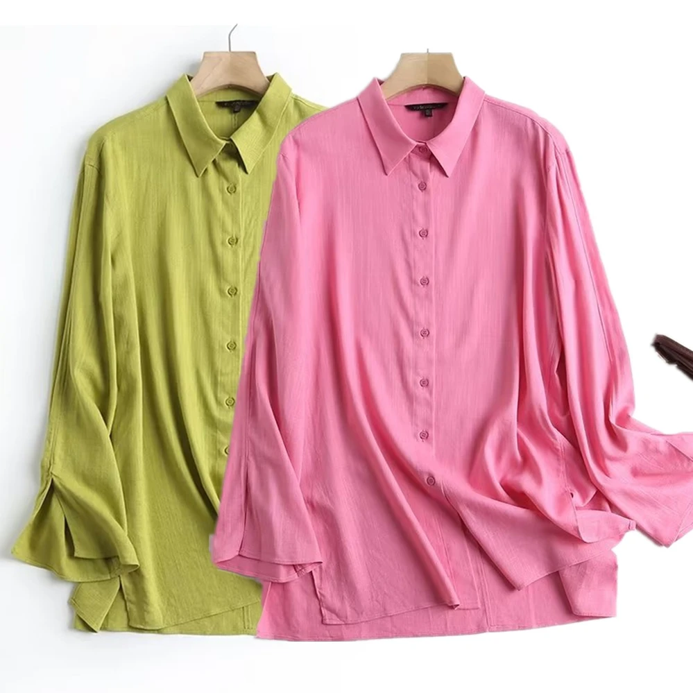 Withered 2024 Summer Tops Fashion Office Lady Candy Color Loose Linen Shirt Casual Blouse Women
Withered 2024 Summer Tops Fashion Office Lady Candy Color Loose Linen Shirt Casual Blouse Women