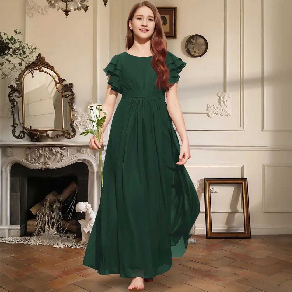 Elegant A-Line Scoop Floor-Length Chiffon Junior Bridesmaid Dress Cascading Ruffles Flower Girl Dress Girls Party Wedding Formal
Elegant A-Line Scoop Floor-Length Chiffon Junior Bridesmaid Dress Cascading Ruffles Flower Girl Dress Girls Party Wedding Formal
