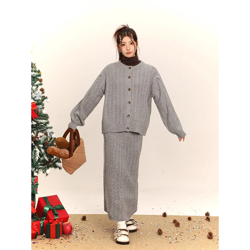 Fashion Women's Set Autumn Winter New Knitted Cardigan Single Breasted Tops High Waisted Skirt Two Piece Sets Casual Outifits
Fashion Women's Set Autumn Winter New Knitted Cardigan Single Breasted Tops High Waisted Skirt Two Piece Sets Casual Outifits