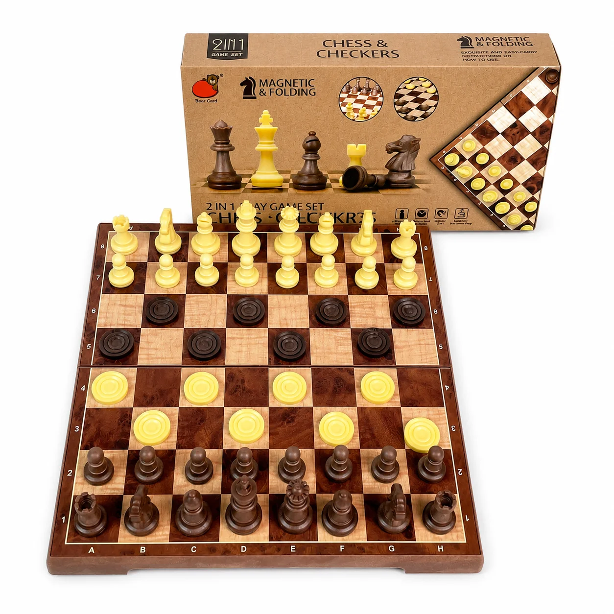 24x24cm 2 in 1 Folding Magnetic Chess Checkers Set Wood Grain Board Game Portable Travel Educational Toy Gift
24x24cm 2 in 1 Folding Magnetic Chess Checkers Set Wood Grain Board Game Portable Travel Educational Toy Gift