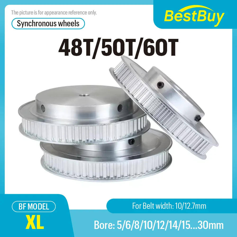 XL 48T/50T/60 Teeth BF Type Timing Pulley Bore 5/6/8/10/12-30 for Synchronous Belt Width 10/12.7mm Pitch 5.08mm
XL 48T/50T/60 Teeth BF Type Timing Pulley Bore 5/6/8/10/12-30 for Synchronous Belt Width 10/12.7mm Pitch 5.08mm
