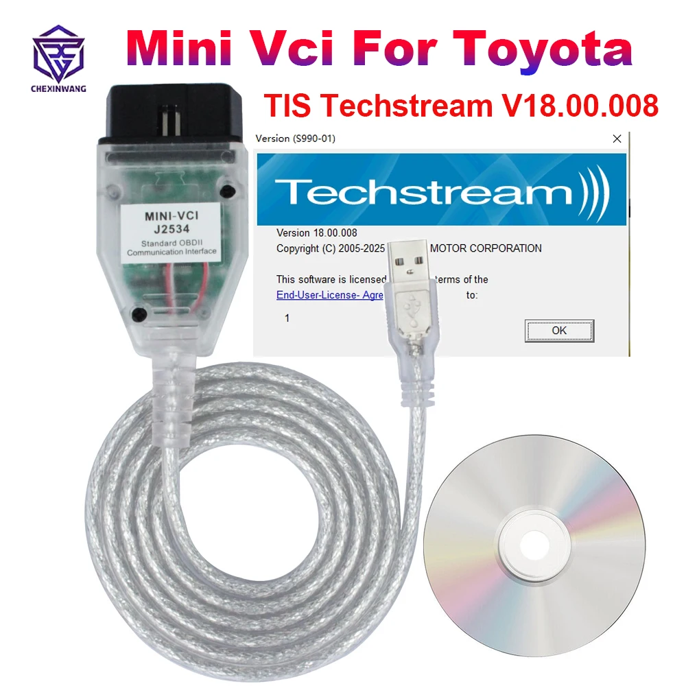 For Toyota Mini Vci J2534 Cable TIS Techstream V18.00.008 FTDI Chip OBD2 Car Diagnostic Cable for Toyota For Lexus until 2023
For Toyota Mini Vci J2534 Cable TIS Techstream V18.00.008 FTDI Chip OBD2 Car Diagnostic Cable for Toyota For Lexus until 2023