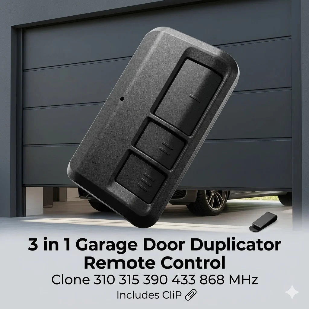 3 in 1 Garage Door Duplicator Door Opener Clone 310 315 390 433 868 MHz Command Transmitter Includes CliP
3 in 1 Garage Door Duplicator Door Opener Clone 310 315 390 433 868 MHz Command Transmitter Includes CliP