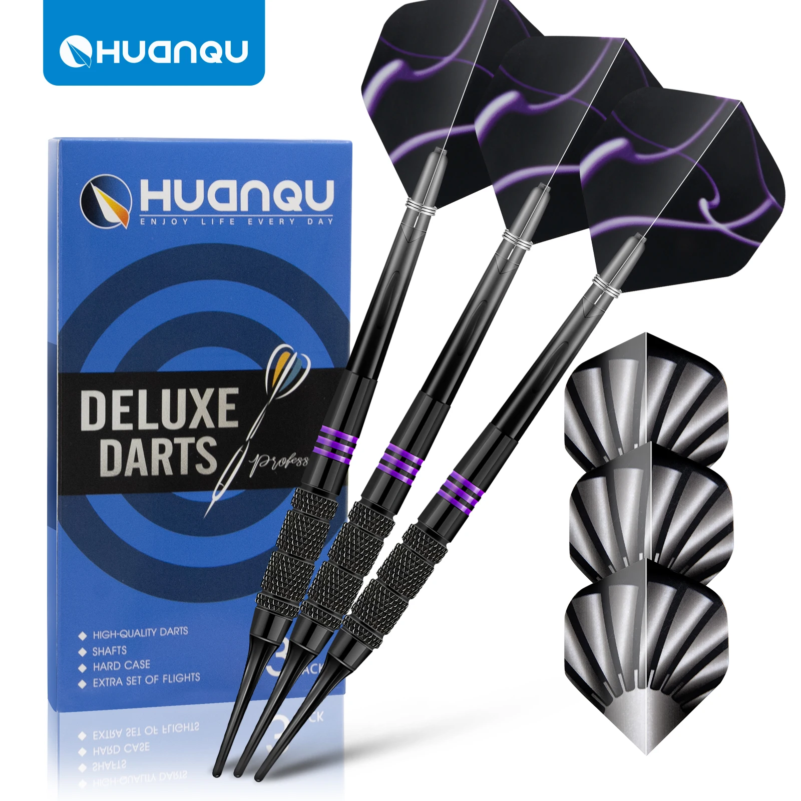 Huanqu Professional Soft Dart Set Includes Dart Flights, Spare Dart Shafts, Safety Dart Heads, Electronic Dart Board Accessories, Complete Dart Equipment for Adults, Family, Bar, and Game Room, Purple and Black Color Scheme
Huanqu Professional Soft Dart Set Includes Dart Flights, Spare Dart Shafts, Safety Dart Heads, Electronic Dart Board Accessories, Complete Dart Equipment for Adults, Family, Bar, and Game Room, Purple and Black Color Scheme
