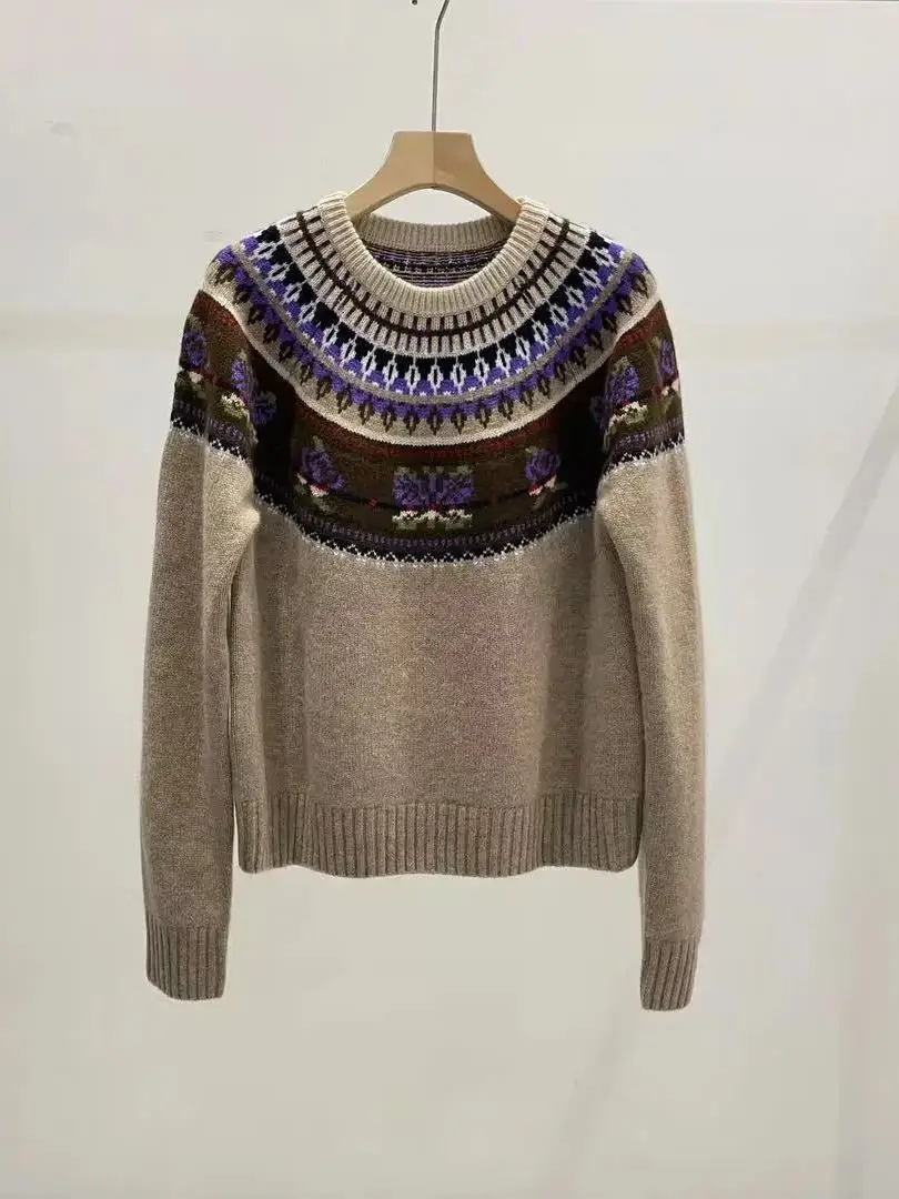 Autumn-winter casual high quality jacquard 100% cashmere sweater
Autumn-winter casual high quality jacquard 100% cashmere sweater