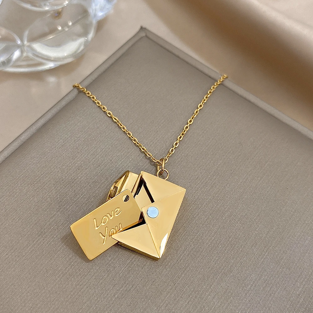 Freetry Stainless Steel Love You Letter Envelope Pendant Necklace for Women Openable Envelope Neck Chain Valentine Jewelry Gift
Freetry Stainless Steel Love You Letter Envelope Pendant Necklace for Women Openable Envelope Neck Chain Valentine Jewelry Gift