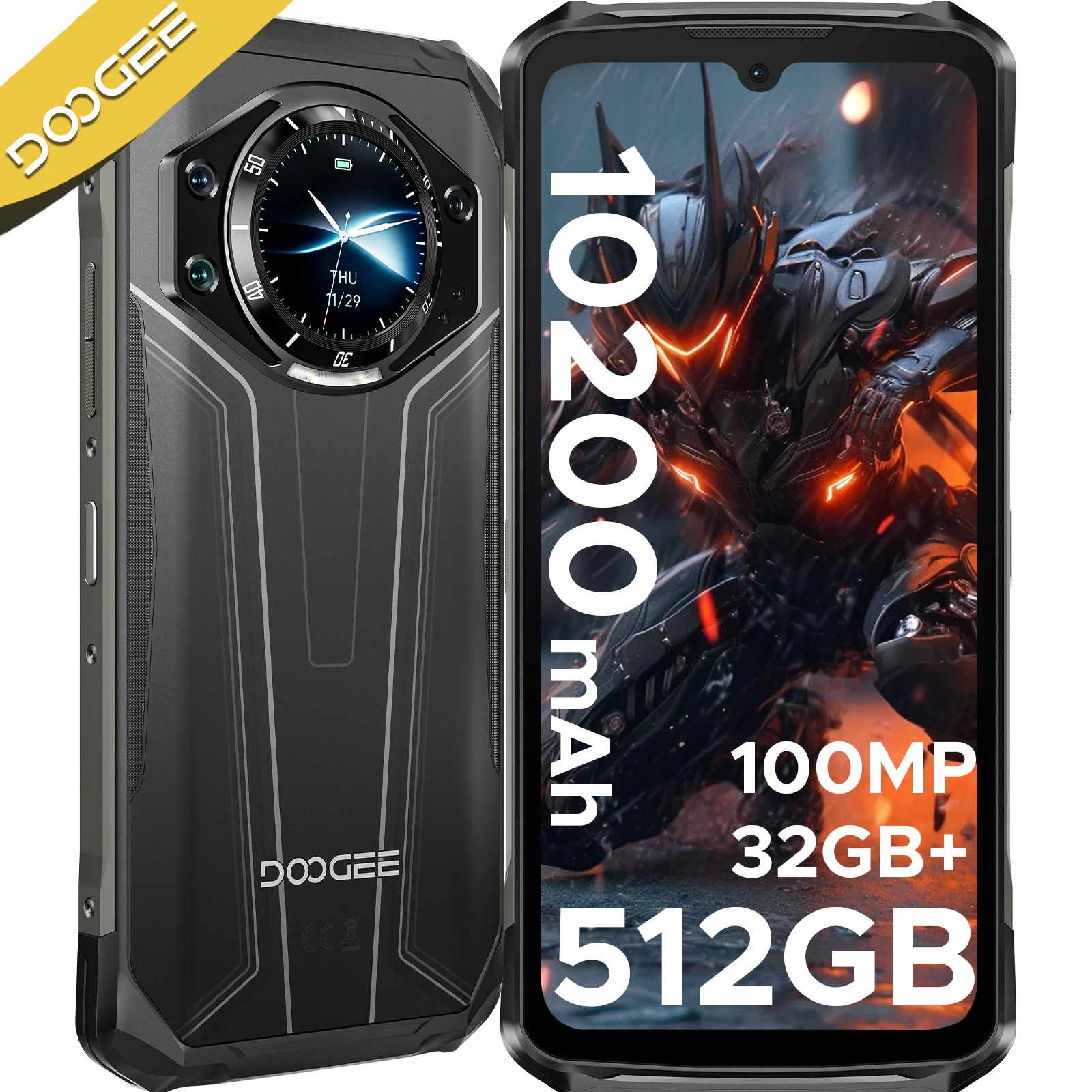 DOOGEE S119 Rugged Phone 1.32" Rear Display 6.72" FHD+IPS 32GB(8+24) 512GB 100MP Camera 10200mAh Battery IP68 NFC Cellphone
DOOGEE S119 Rugged Phone 1.32" Rear Display 6.72" FHD+IPS 32GB(8+24) 512GB 100MP Camera 10200mAh Battery IP68 NFC Cellphone