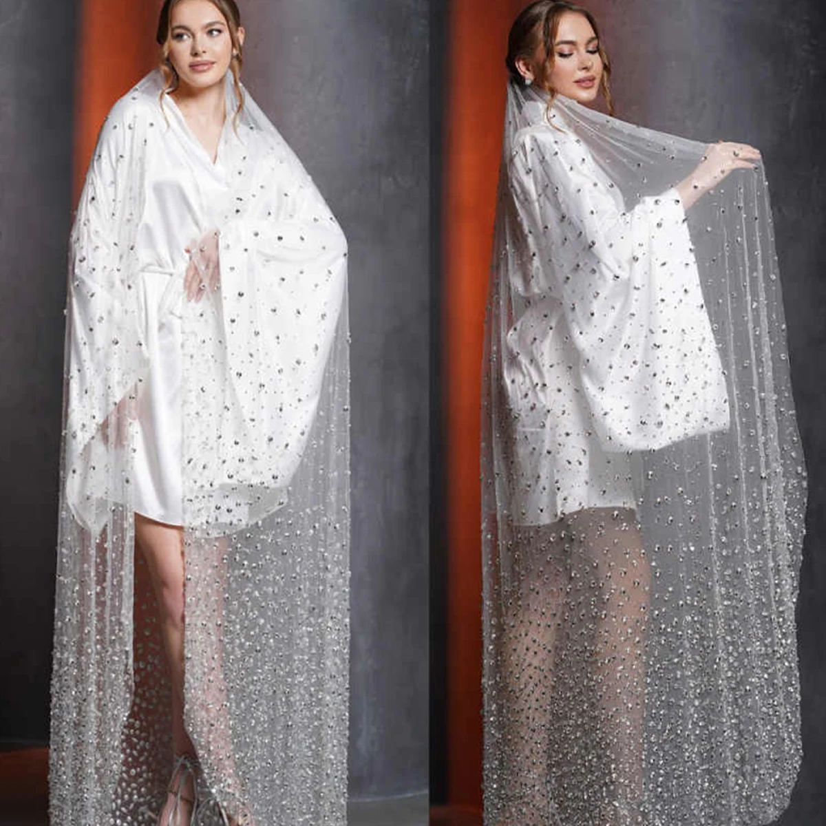 Princess Wedding Veil Lace Edge Bridal Veils 1 Tiers Beaded Soft Tulle with Comb Long Wedding Accessories for Bride Customized
Princess Wedding Veil Lace Edge Bridal Veils 1 Tiers Beaded Soft Tulle with Comb Long Wedding Accessories for Bride Customized