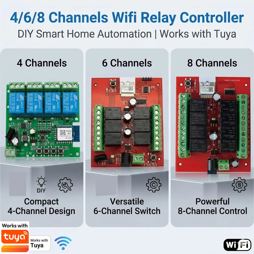 4/6/8 Channels Wireless Switch Module Wifi Relay Controller APP Remote Control DIY Smart Home Automation Works with tuya
4/6/8 Channels Wireless Switch Module Wifi Relay Controller APP Remote Control DIY Smart Home Automation Works with tuya