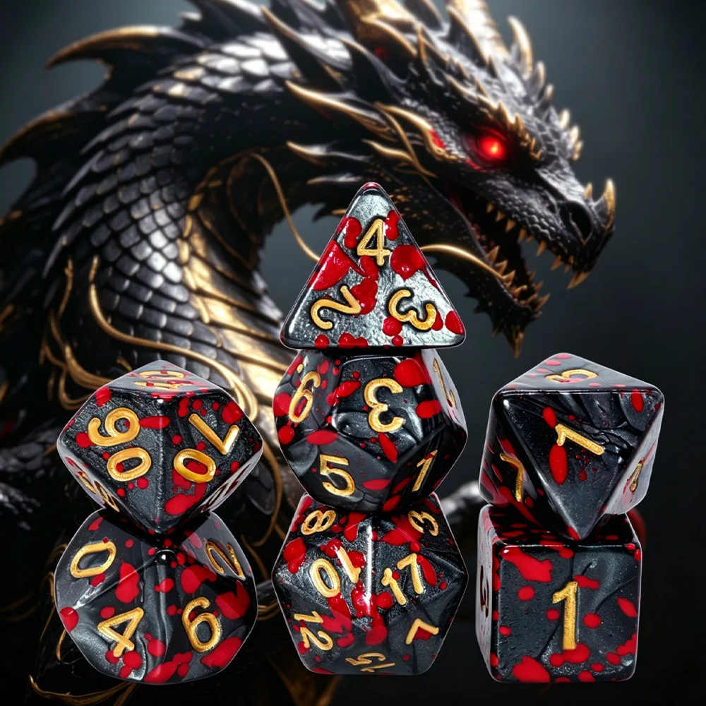 7Pcs Scarlet Dark Night Gothic Polyhedral Dice Set D6 RPG Dice for Role Playing Tabletop Board Games Family Dice Game Night Part
7Pcs Scarlet Dark Night Gothic Polyhedral Dice Set D6 RPG Dice for Role Playing Tabletop Board Games Family Dice Game Night Part