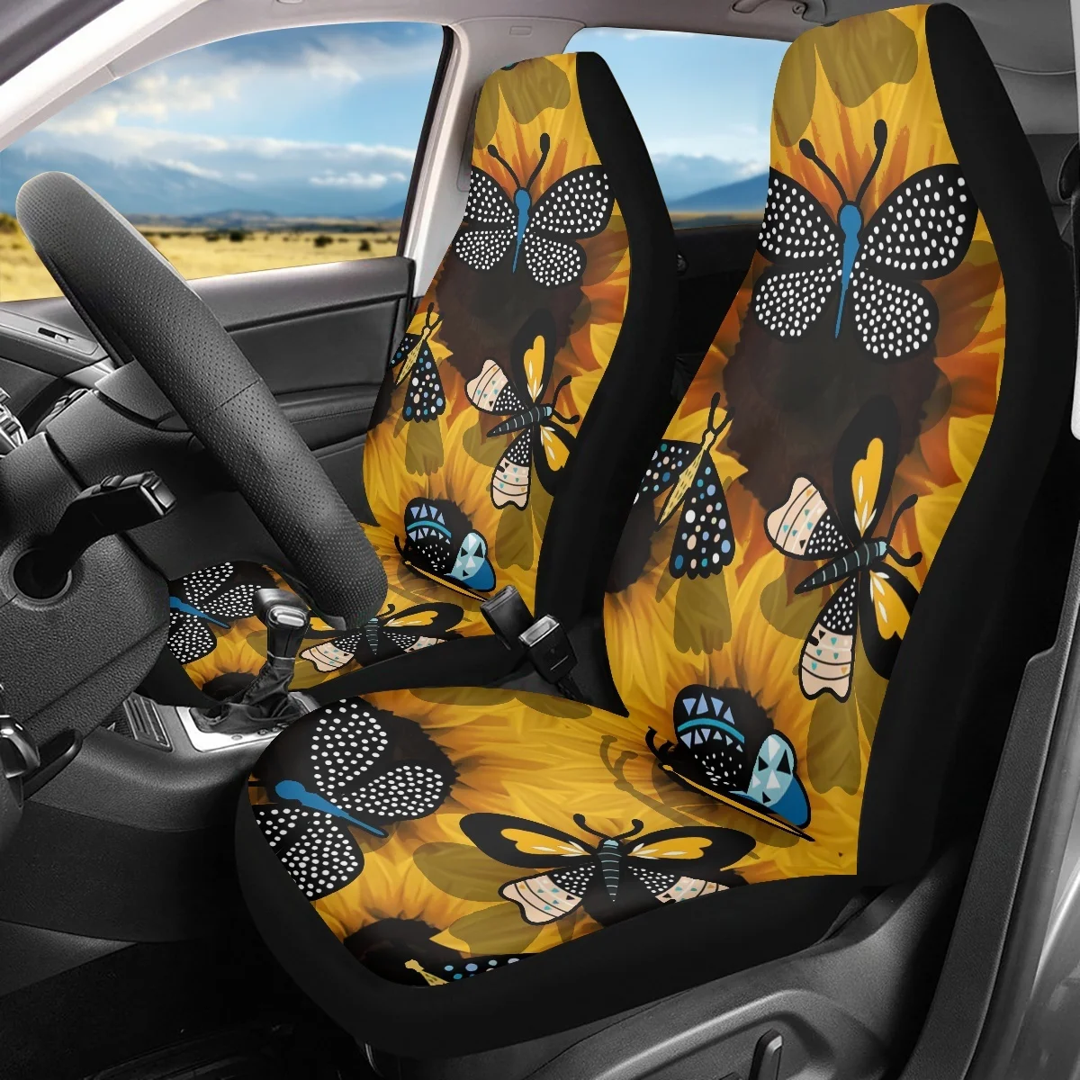 2Pcs Car Accessories Front Seat Covers Sunflower Butterflies Printed Breathable Sedan Protection Cover Non-slip Car Seat Cover 
2Pcs Car Accessories Front Seat Covers Sunflower Butterflies Printed Breathable Sedan Protection Cover Non-slip Car Seat Cover