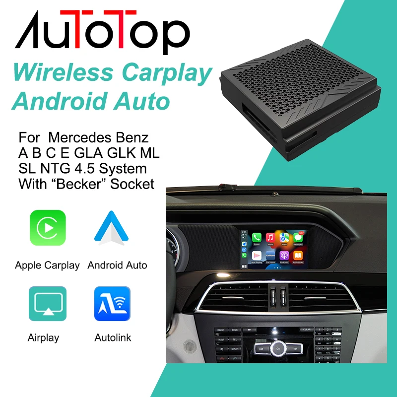 AUTOTOP Wireless Carplay Android Auto Модернизированные комплекты для Mercedes Benz A B C E CLA GLA GLK ML Sprinter NTG4.5 Becker Module Box
AUTOTOP Wireless Carplay Android Auto Модернизированные комплекты для Mercedes Benz A B C E CLA GLA GLK ML Sprinter NTG4.5 Becker Module Box