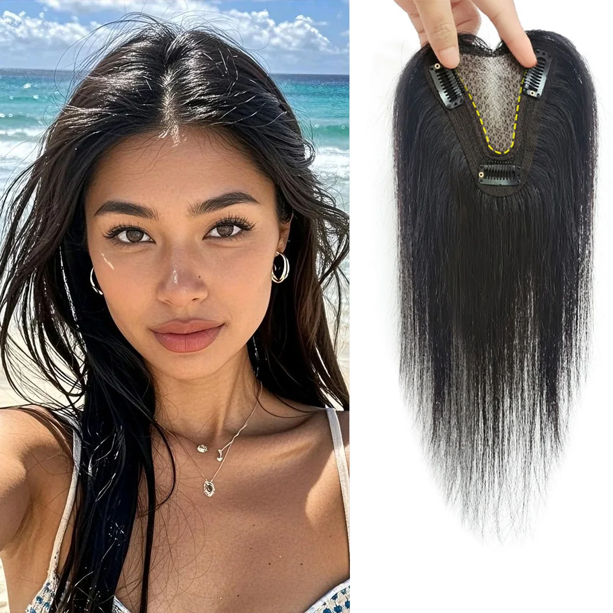 100% Human Hair Topper for Women Breathable Clip In Hairpiece for Gray or Thinning Hair Seamless Natural Blend Natural Black
100% Human Hair Topper for Women Breathable Clip In Hairpiece for Gray or Thinning Hair Seamless Natural Blend Natural Black