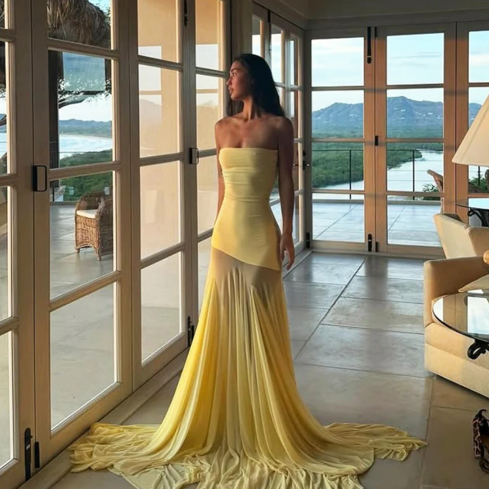 Msikoods Customized Elegant Strapless Yellow Elegant Evening Gown 2025 Chiffon Mermaid Long Prom Dress Formal Party Gown
Msikoods Customized Elegant Strapless Yellow Elegant Evening Gown 2025 Chiffon Mermaid Long Prom Dress Formal Party Gown