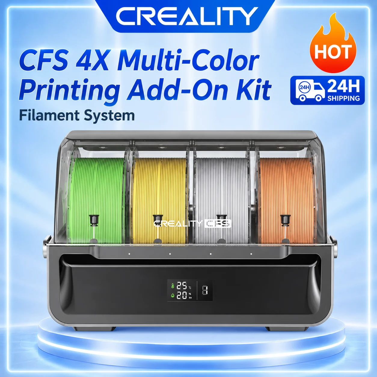 CREALITY K2 PLUS CFS 4X Multi-Color Printing Add-On Kit Filament System Compatible Creality Hi 3D Printer Filament Dry Box
CREALITY K2 PLUS CFS 4X Multi-Color Printing Add-On Kit Filament System Compatible Creality Hi 3D Printer Filament Dry Box