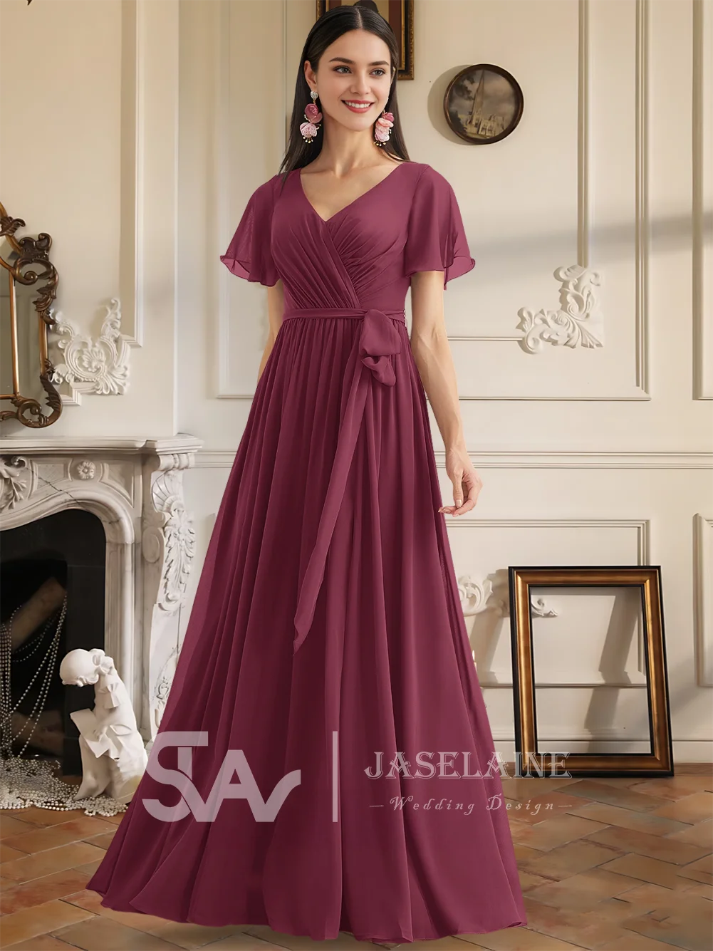 GF Kids Bridesmaid Dress A-Line V-Neck Floor-Length Chiffon Short Sleeve Leg Slit Faux Wrap Wedding Guest Evening Party Cocktail
GF Kids Bridesmaid Dress A-Line V-Neck Floor-Length Chiffon Short Sleeve Leg Slit Faux Wrap Wedding Guest Evening Party Cocktail