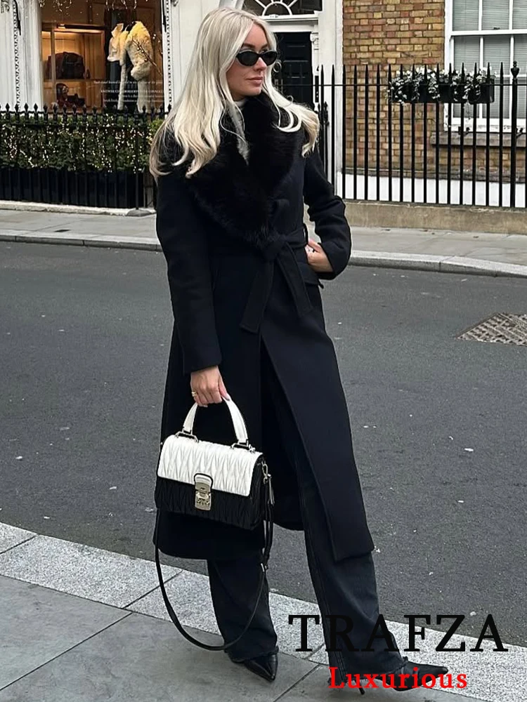 TRAFZA Casual Chic Solid Women Overcoat Faux Fur V Neck Belt Oversized Long Jackets Fashion 2025 Spring Winter Thick Coats
TRAFZA Casual Chic Solid Women Overcoat Faux Fur V Neck Belt Oversized Long Jackets Fashion 2025 Spring Winter Thick Coats
