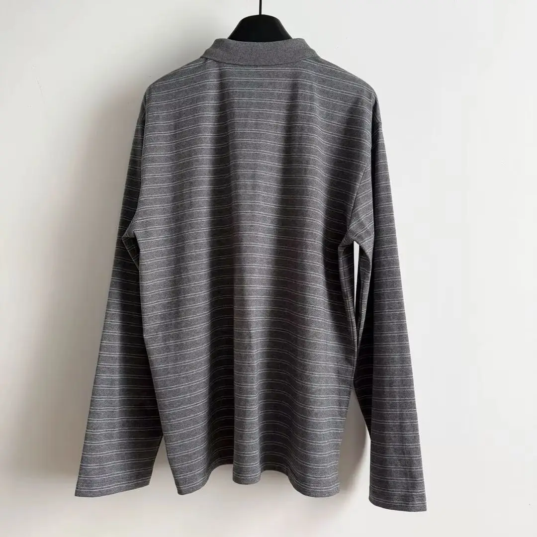 2025 New Arrival High Handmade Grey Striped Polo Shirt Unisex Drop Shoulder Sleeves Ribbed Collar
2025 New Arrival High Handmade Grey Striped Polo Shirt Unisex Drop Shoulder Sleeves Ribbed Collar
