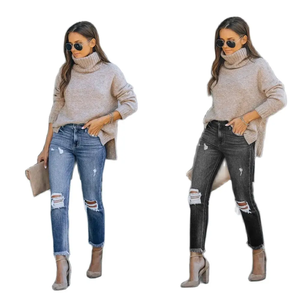 2022 Fall New Female Clothing High Stretch Ripped Jeans For Women Fashion Slim Ankle-Length Denim Straight Leg Pants S-2XL
2022 Fall New Female Clothing High Stretch Ripped Jeans For Women Fashion Slim Ankle-Length Denim Straight Leg Pants S-2XL