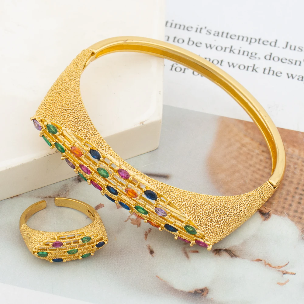 2set/lot Bangle with Ring Jewelry for Party Ethiopian Gold Color Hand Bangle and Finger Ring Zircon Crystal Jewelry Accessories
2set/lot Bangle with Ring Jewelry for Party Ethiopian Gold Color Hand Bangle and Finger Ring Zircon Crystal Jewelry Accessories
