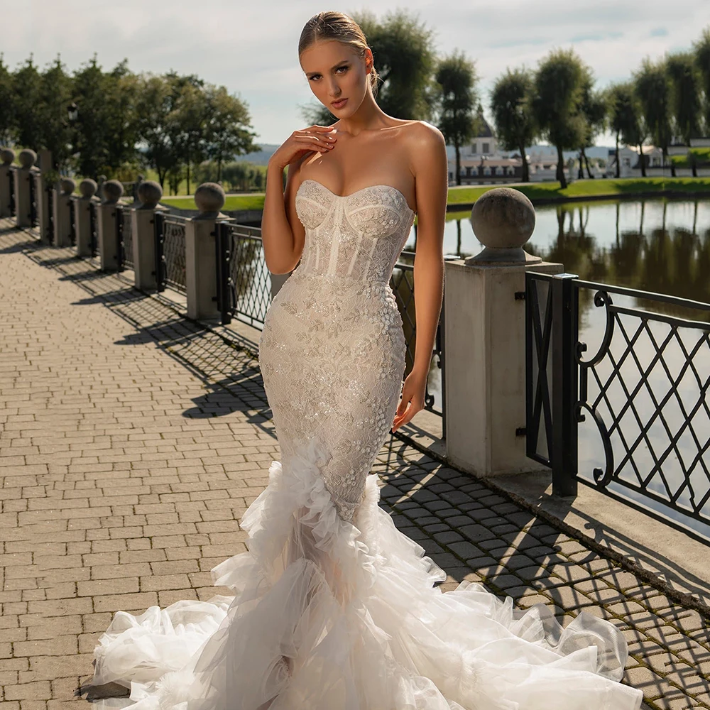 Mermaid Wedding Dress Elegant Sweetheart Neck Bridal Gowns Sleeveless Beading Applique Bride Dresses Vestido De Novia
Mermaid Wedding Dress Elegant Sweetheart Neck Bridal Gowns Sleeveless Beading Applique Bride Dresses Vestido De Novia
