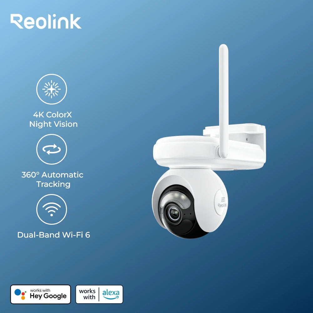 Reolink 4K Solar WiFi Security Camera Long Lasting 360° PT Auto Tracking Wireless ColorX Night Vision Dual-Band WiFi 6 IP Camera
Reolink 4K Solar WiFi Security Camera Long Lasting 360° PT Auto Tracking Wireless ColorX Night Vision Dual-Band WiFi 6 IP Camera