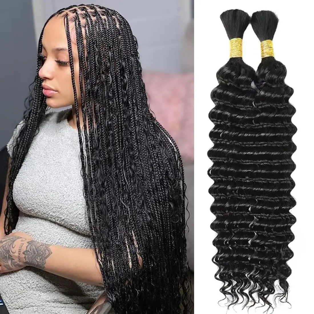 100% Human Hair Bulk Extensions Virgin Deep Wave Human Hair Bulk Weaving For Braiding Unprocessed No Weft Bohemian Style Hair
100% Human Hair Bulk Extensions Virgin Deep Wave Human Hair Bulk Weaving For Braiding Unprocessed No Weft Bohemian Style Hair