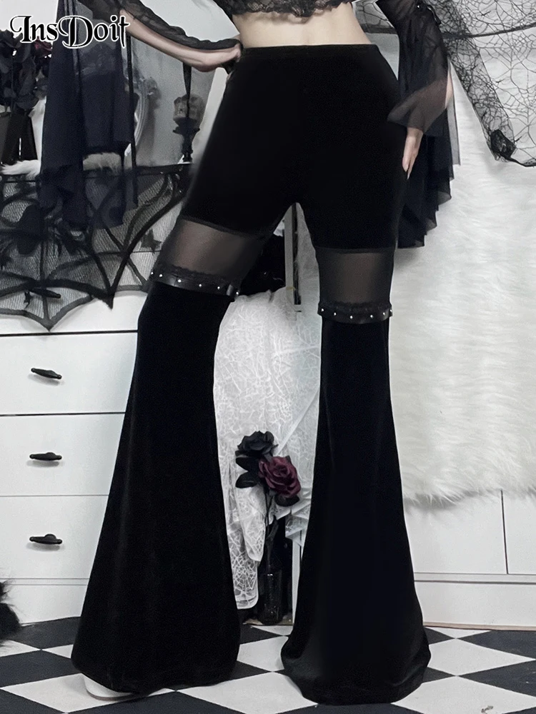 InsDoit Y2K Velvet Pants Gothic See Through Winter Mesh Patchwork Grunge Streetwear Vintage Black E Girl Leg Belted Flared Pants
InsDoit Y2K Velvet Pants Gothic See Through Winter Mesh Patchwork Grunge Streetwear Vintage Black E Girl Leg Belted Flared Pants