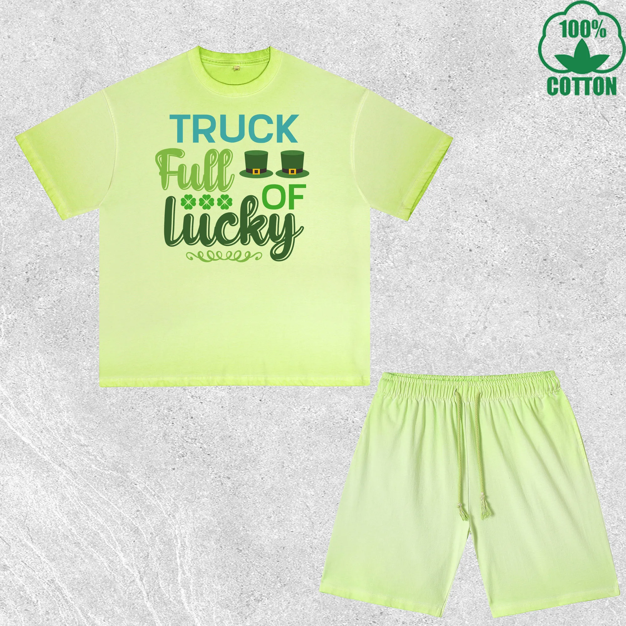 Комплект из футболки и шорт с принтом Happy Saint Patrick, эффект потертости, разноцветный, свободный крой, модный, 100% хлопок, выгодный набор
Комплект из футболки и шорт с принтом Happy Saint Patrick, эффект потертости, разноцветный, свободный крой, модный, 100% хлопок, выгодный набор