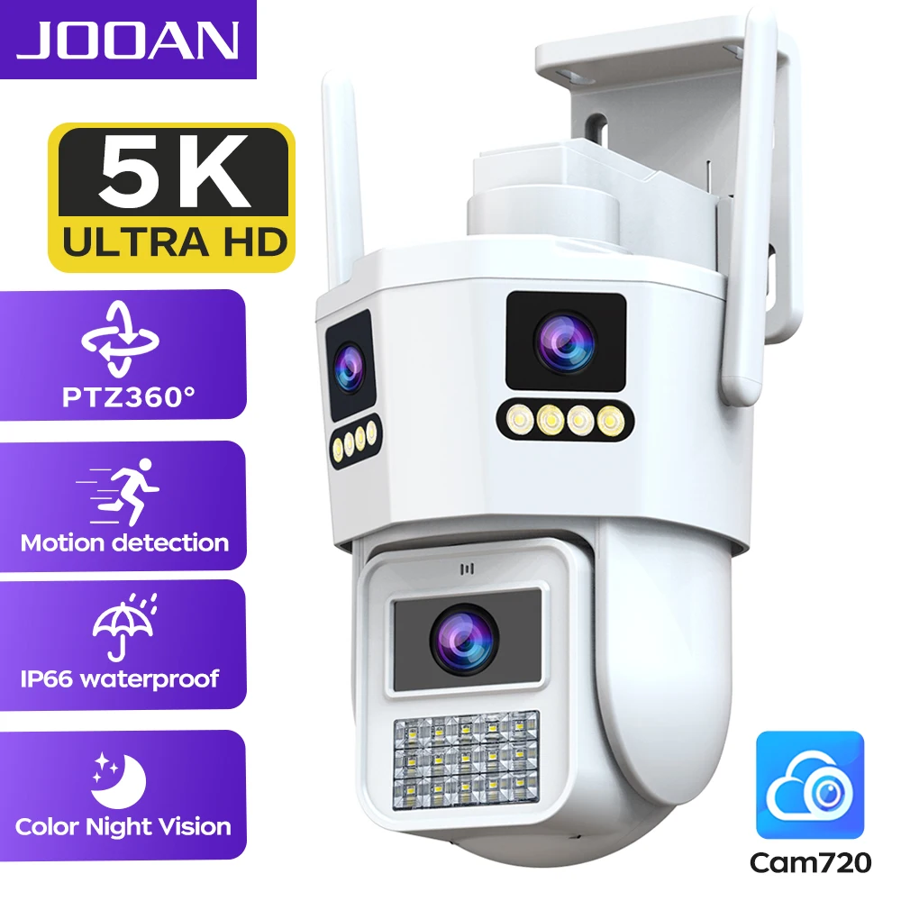 JOOAN 5K WiFi Camera Outdoor Three Lens Three Screen Security PTZ Camera Ai Human Detection & Auto Tracking Video Surveillance
JOOAN 5K WiFi Camera Outdoor Three Lens Three Screen Security PTZ Camera Ai Human Detection & Auto Tracking Video Surveillance