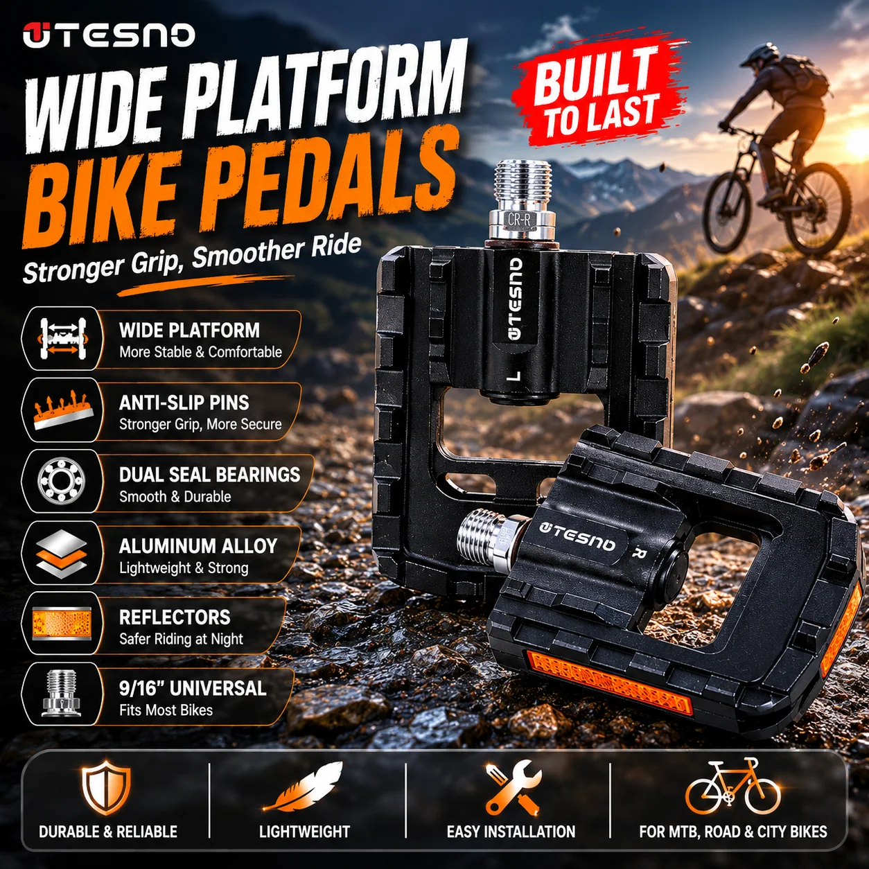 TESNO Folding Pedals ,Mtb Bicycle Pedals Universal Aluminum Alloy Anti-slip Foldable Bike Pedals, Cycling Reflective Pedals
TESNO Folding Pedals ,Mtb Bicycle Pedals Universal Aluminum Alloy Anti-slip Foldable Bike Pedals, Cycling Reflective Pedals
