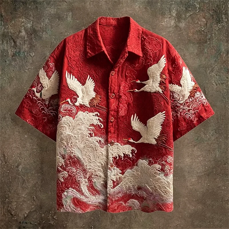 2026 New Men's Retro Color-Block Short-Sleeve Shirt – Casual Fashion Top Featuring Red-Crowned Crane and Ethnic Tribal Patterns
2026 New Men's Retro Color-Block Short-Sleeve Shirt – Casual Fashion Top Featuring Red-Crowned Crane and Ethnic Tribal Patterns
