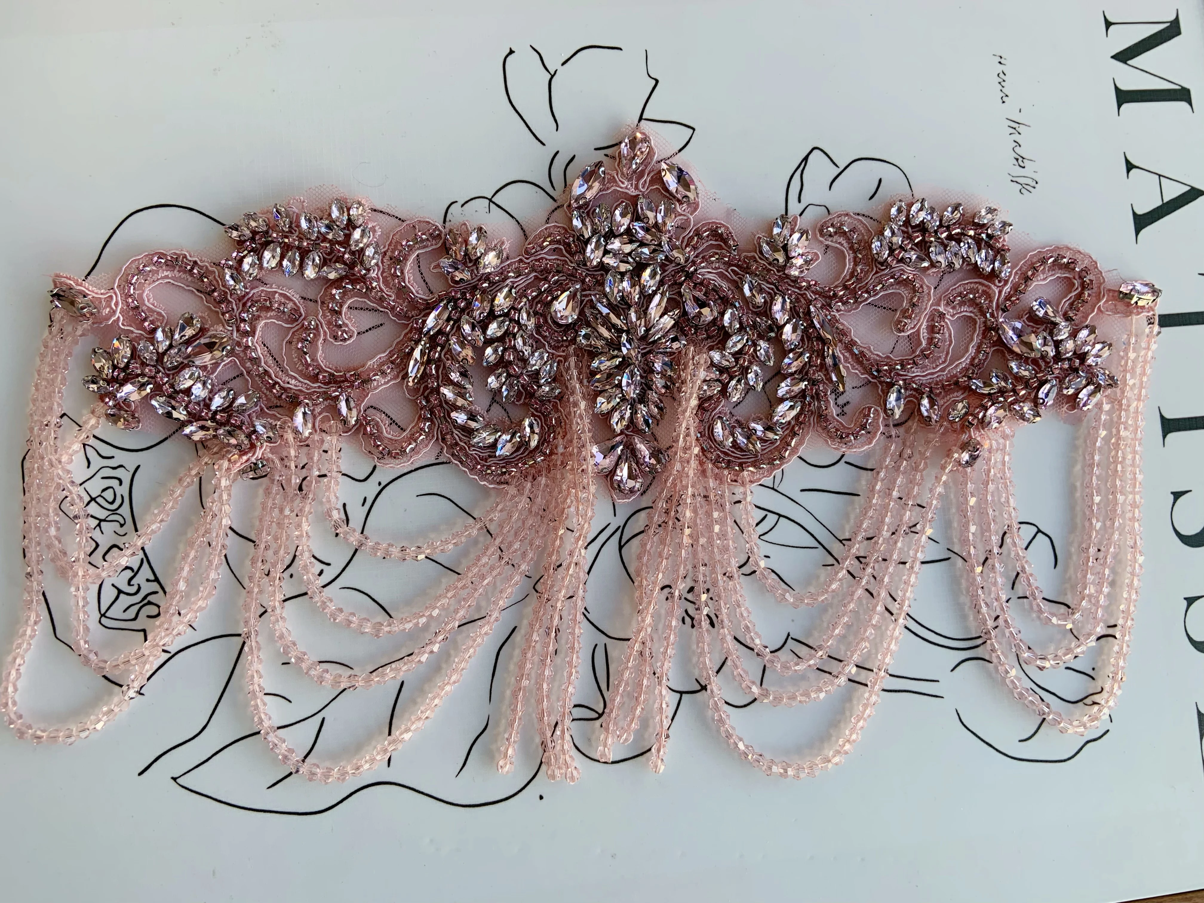 Pink Rhinestone Fringe Applique Dance Costume, Body Jewelry With Tassels, Crystal Embellishment Patch For Couture, Dance Wear
Pink Rhinestone Fringe Applique Dance Costume, Body Jewelry With Tassels, Crystal Embellishment Patch For Couture, Dance Wear