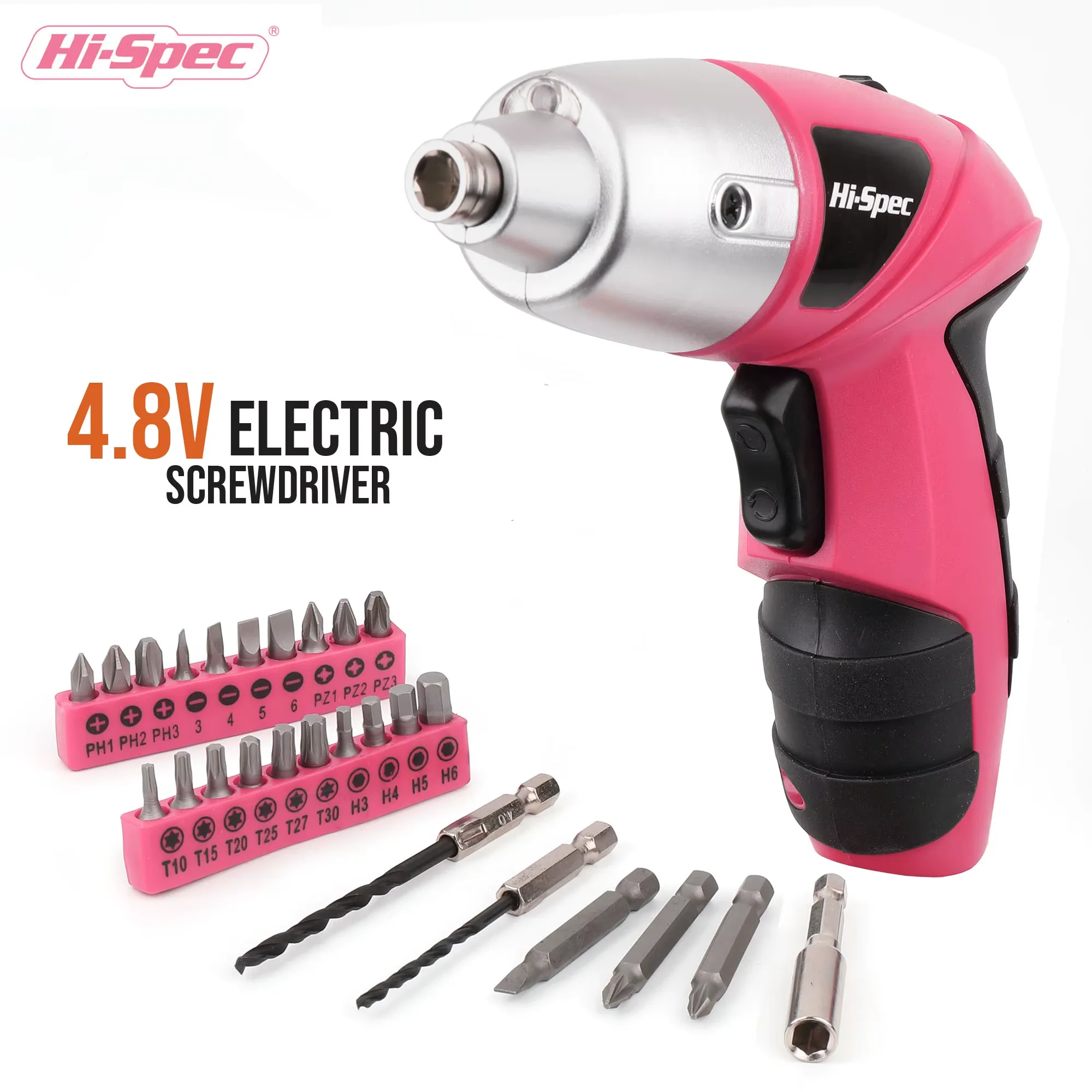Hi-Spec Pink 4.8VCordless Electric Screwdriver Wireless Cordless Drill Driver Battery Screwdriver Gun Power Tool with LED Light
Hi-Spec Pink 4.8VCordless Electric Screwdriver Wireless Cordless Drill Driver Battery Screwdriver Gun Power Tool with LED Light