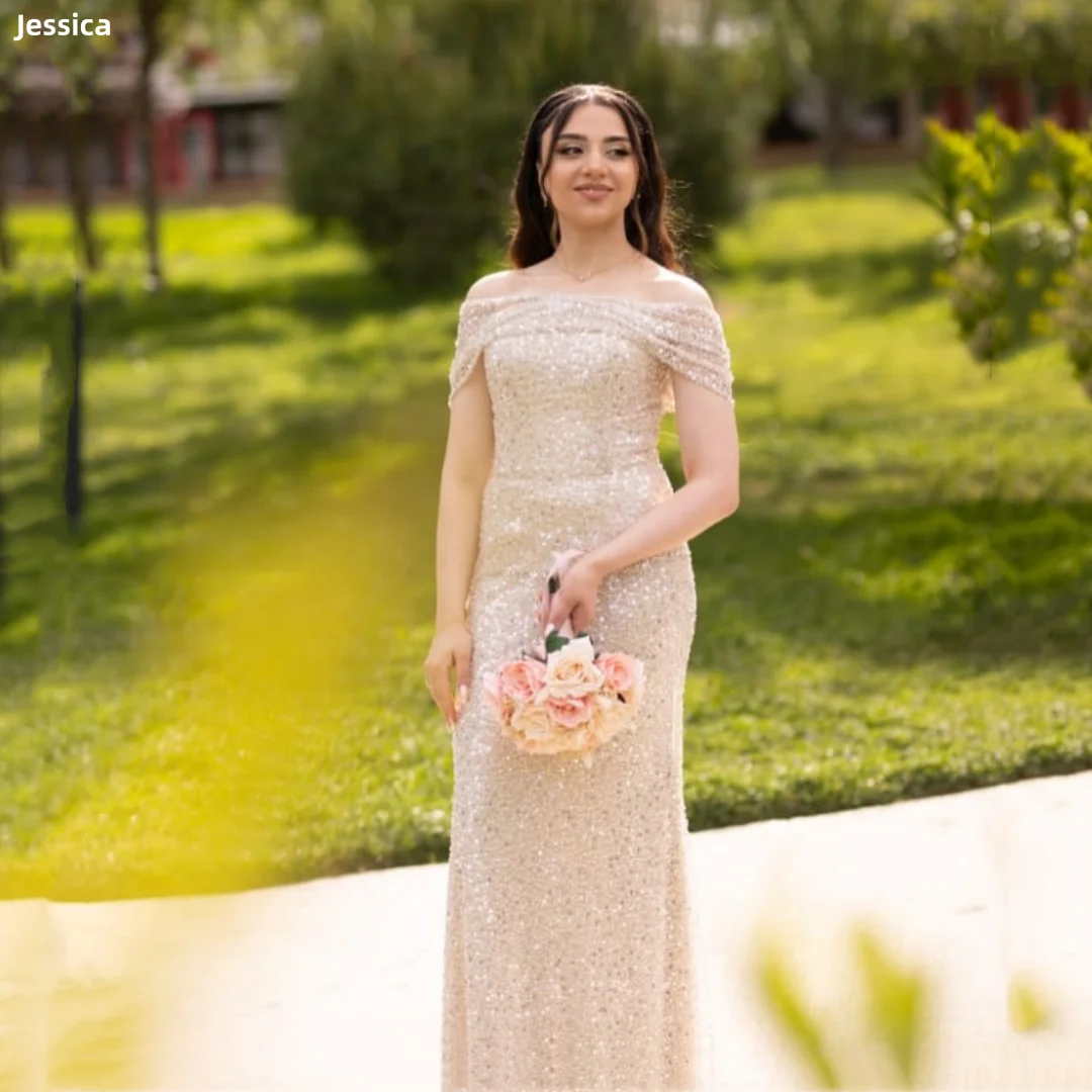 Jessica Champagne Evening Dresses Tulle Glitter Sequins Prom Dresses Off-shoulder Slim Fit WomenWedding Party Dresses Customized
Jessica Champagne Evening Dresses Tulle Glitter Sequins Prom Dresses Off-shoulder Slim Fit WomenWedding Party Dresses Customized