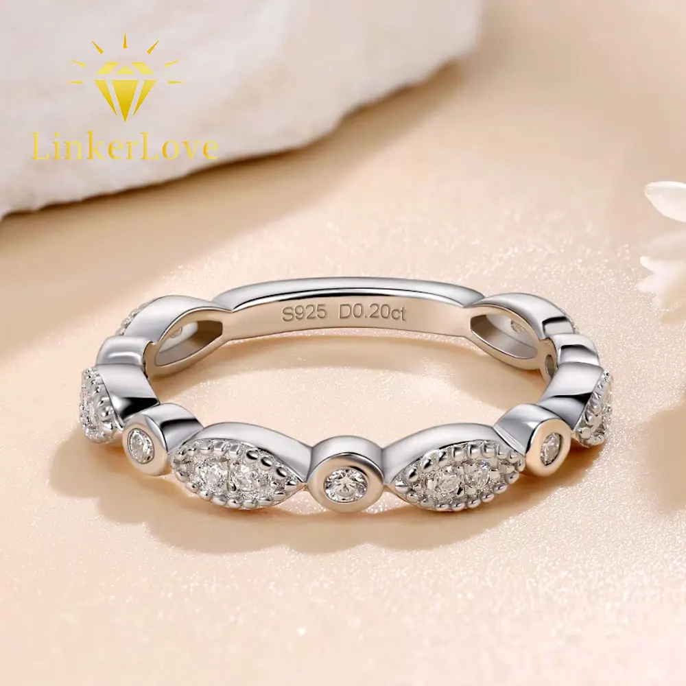 LinkerLove Milgrain Moissanite Wedding Band for Women 925 Silver Alternating Marquise and Round Diamond Stackable Ring Jewelry
LinkerLove Milgrain Moissanite Wedding Band for Women 925 Silver Alternating Marquise and Round Diamond Stackable Ring Jewelry