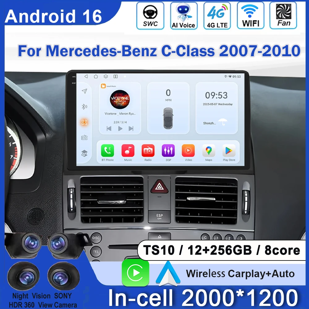 2Din 9 ''Car Radio For Mercedes-Benz C-Class W204 S204 2007-2010 Carplay Android Auto Stereo Multimedia Player GPS Autoradio
2Din 9 ''Car Radio For Mercedes-Benz C-Class W204 S204 2007-2010 Carplay Android Auto Stereo Multimedia Player GPS Autoradio