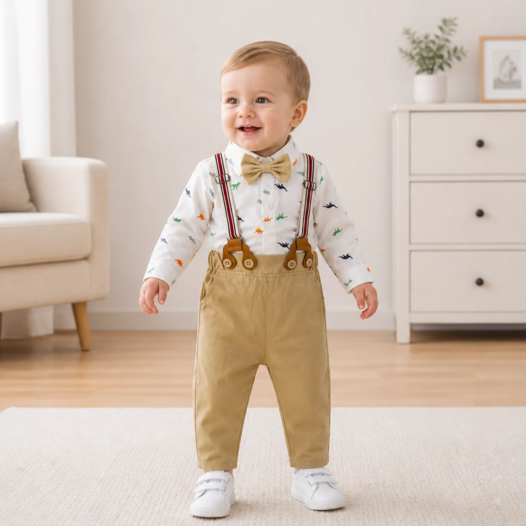 Infant Autumn Spring Clothes 3 6 9 12 18 24 Months Baby Boys First Birthday Costume Long Sleeve Dinosaur Print Romper Set
Infant Autumn Spring Clothes 3 6 9 12 18 24 Months Baby Boys First Birthday Costume Long Sleeve Dinosaur Print Romper Set