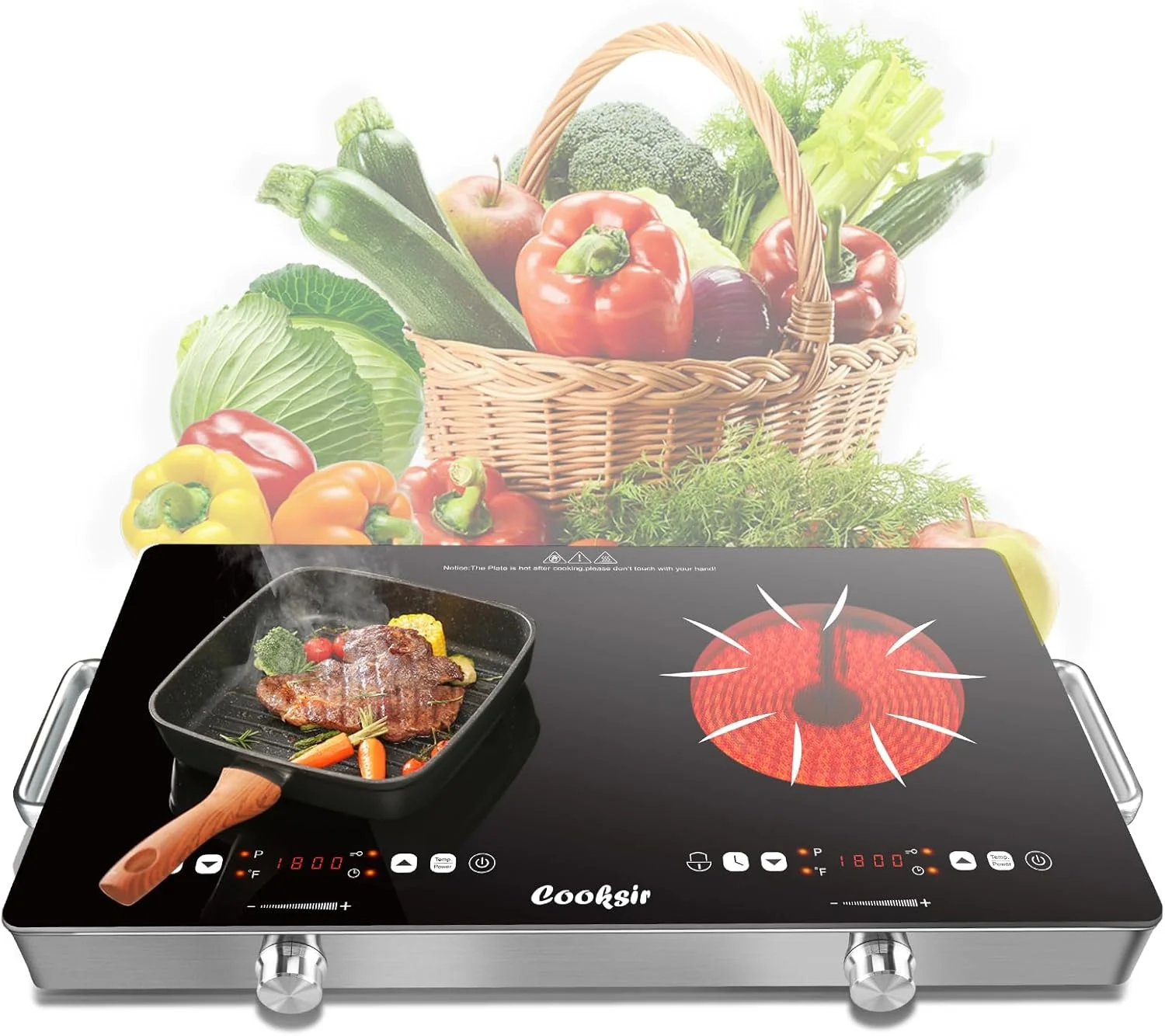 Cooksir 24-дюймовая портативная электрическая варочная панель с 2 конфорками и ЖК-панель управления, 2000 Вт, детский замок, таймер, ручка управления с розеткой
Cooksir 24-дюймовая портативная электрическая варочная панель с 2 конфорками и ЖК-панель управления, 2000 Вт, детский замок, таймер, ручка управления с розеткой