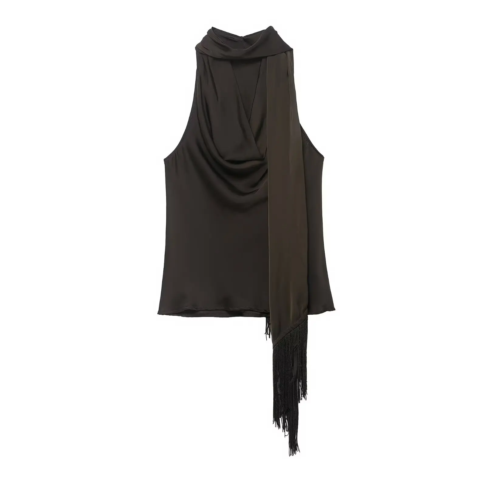 Новые модные женские сексуальные топы без рукавов, черные, с воротником-стойкой и декором из бахромы, летние, облегающие, шикарные, короткие топы
Новые модные женские сексуальные топы без рукавов, черные, с воротником-стойкой и декором из бахромы, летние, облегающие, шикарные, короткие топы