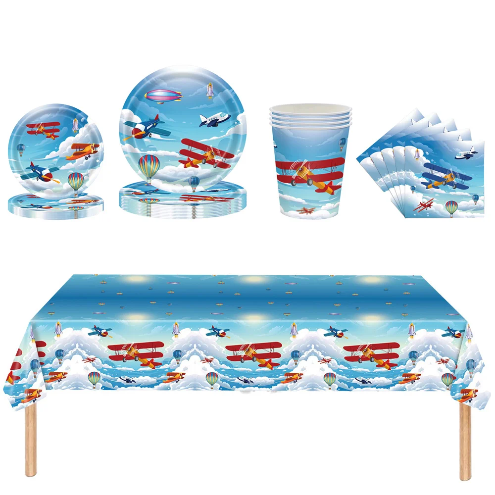 Airplane Theme Party Supplies Paper Plates Cups Napkins Tablecloth for Kids Birthday Decorations Table Cover
Airplane Theme Party Supplies Paper Plates Cups Napkins Tablecloth for Kids Birthday Decorations Table Cover