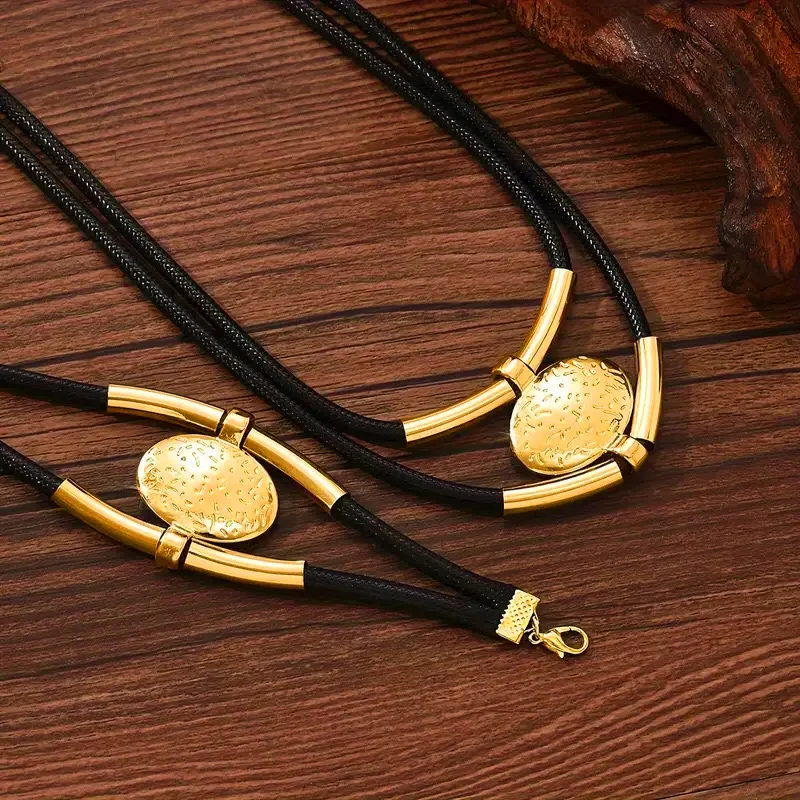 Boho Chunky Oval Pendant Necklace & Bracelet Set – Retro Leather Cord Jewelry for Women
Boho Chunky Oval Pendant Necklace & Bracelet Set – Retro Leather Cord Jewelry for Women