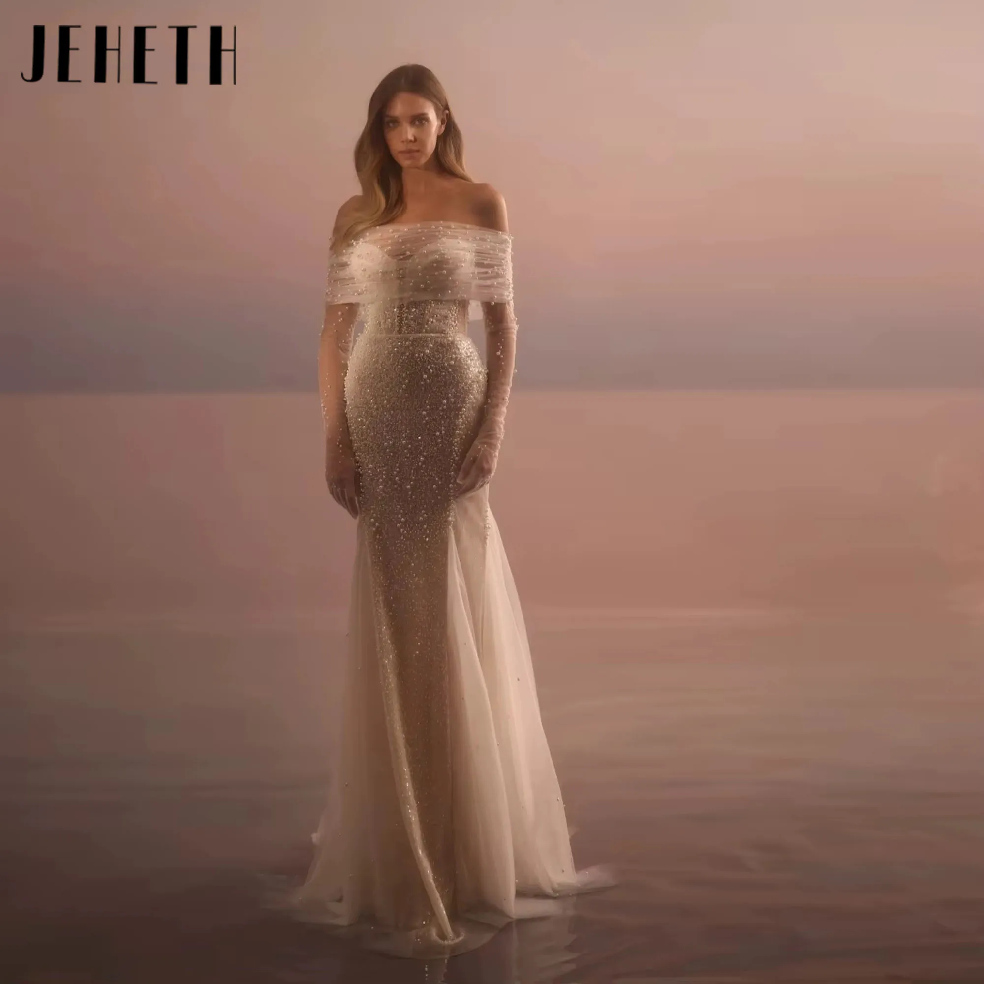 JEHETH Shiny Beaded Pearls Mermaid Long Wedding Dress Graceful Strapless Off Shoulder Bridal Gown Luxury Dresses Customized
JEHETH Shiny Beaded Pearls Mermaid Long Wedding Dress Graceful Strapless Off Shoulder Bridal Gown Luxury Dresses Customized
