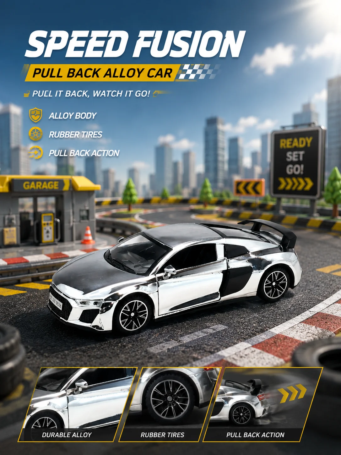 Chrome Silver Diecast Supercar Replica, Detailed Replica with Display Base Realistic Alloy Body for Collection & Decoration
Chrome Silver Diecast Supercar Replica, Detailed Replica with Display Base Realistic Alloy Body for Collection & Decoration