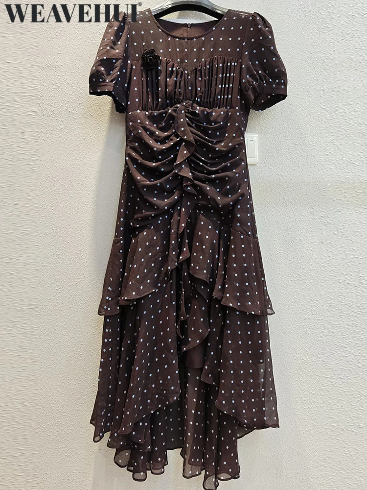 WEAVEHUI Women High Street Fashion Polka dot Dresses O-Neck Short Sleeves Decorate Three-dimensional Petal Summer New model
WEAVEHUI Women High Street Fashion Polka dot Dresses O-Neck Short Sleeves Decorate Three-dimensional Petal Summer New model